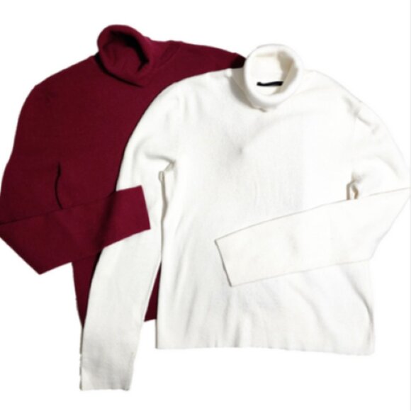 Express Womens Burgundy Fitted Knit Long Sleeve Turtleneck Size M - Picture 3 of 7